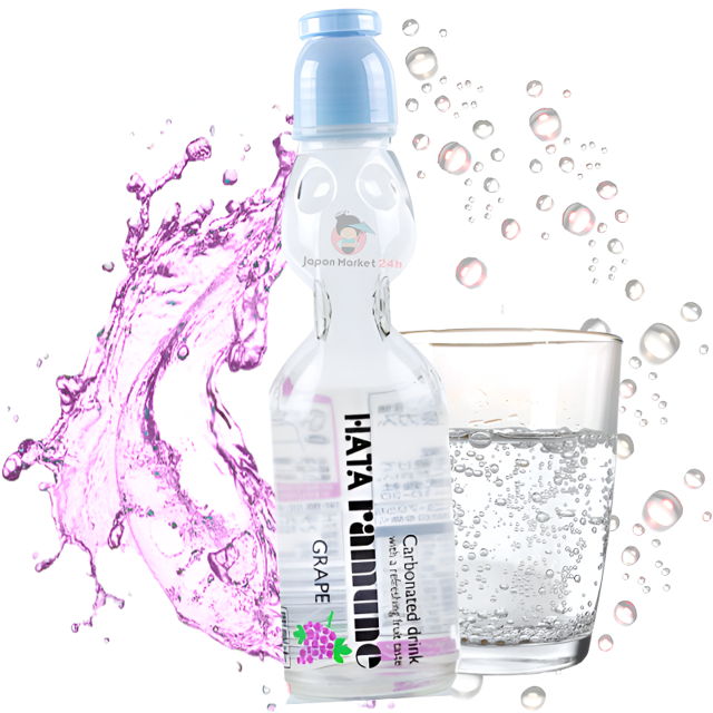 Ramune Hata Kosen Clear Fruits sabor a uva 200ml