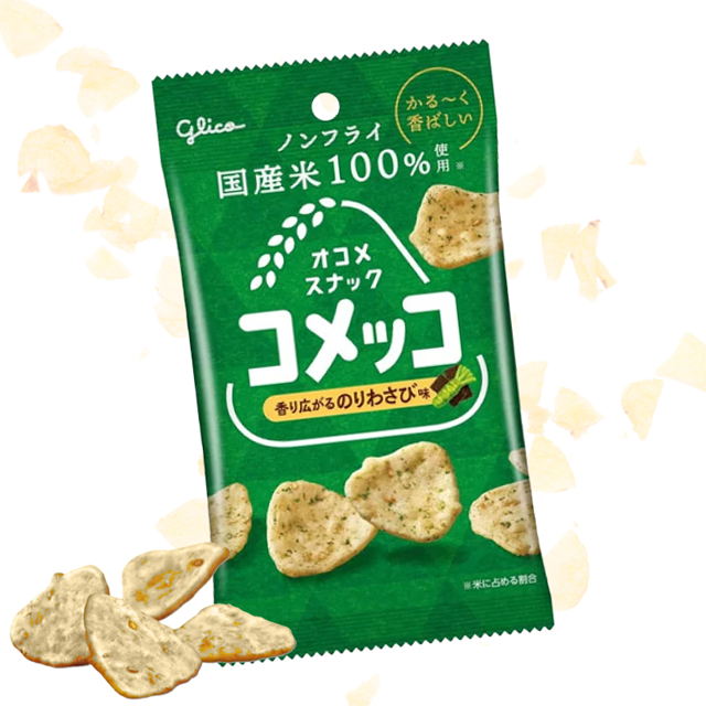 Snack Glico Komekko sabor a nori y wasabi 30g
